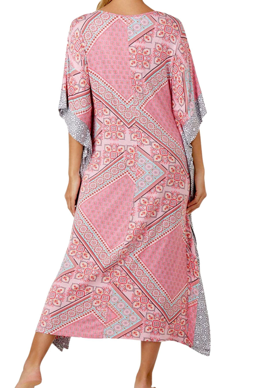 Ellen Tracy PLUS Pink/Contrast-Trim Caftan