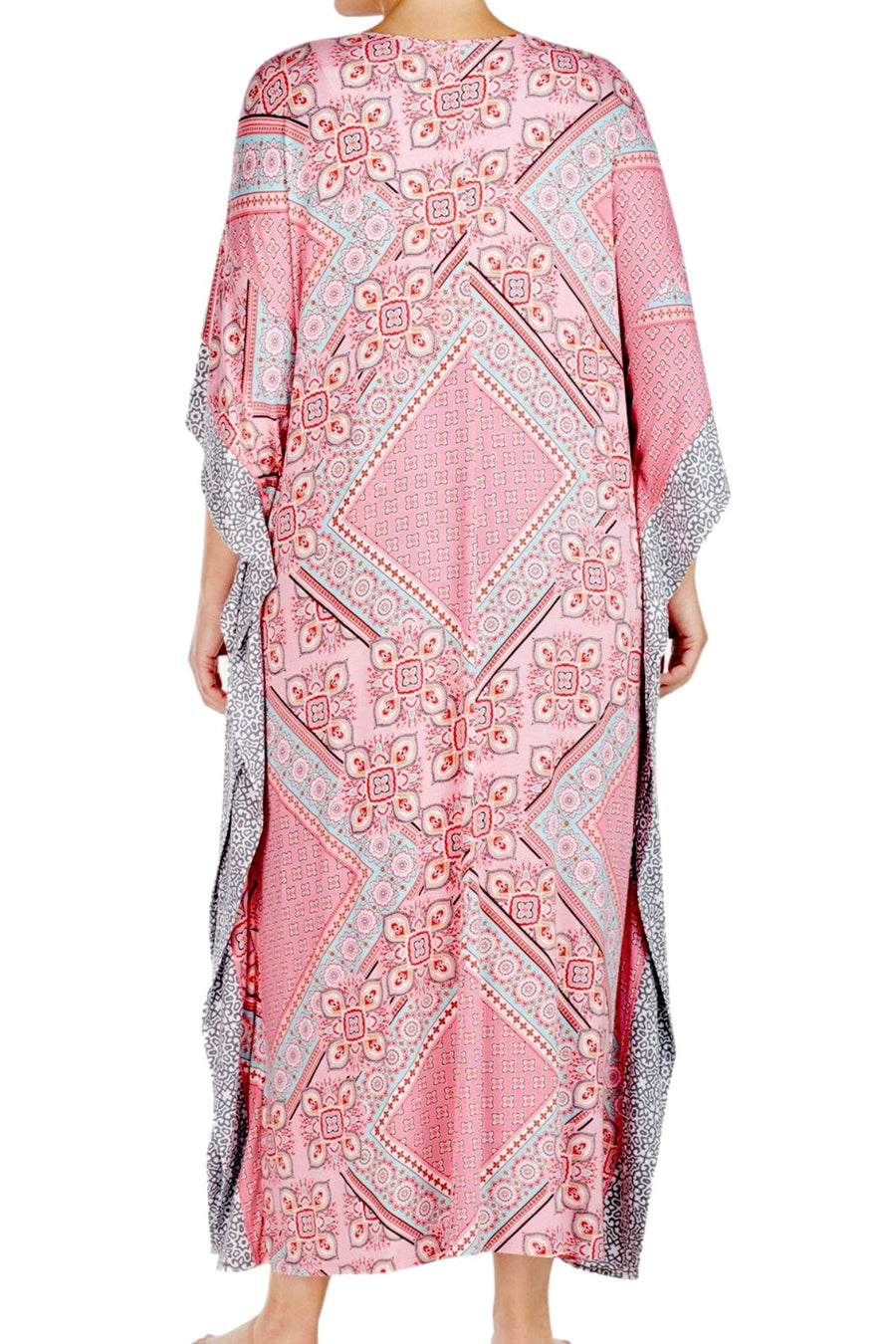 Ellen Tracy PLUS Pink/Contrast-Trim Caftan