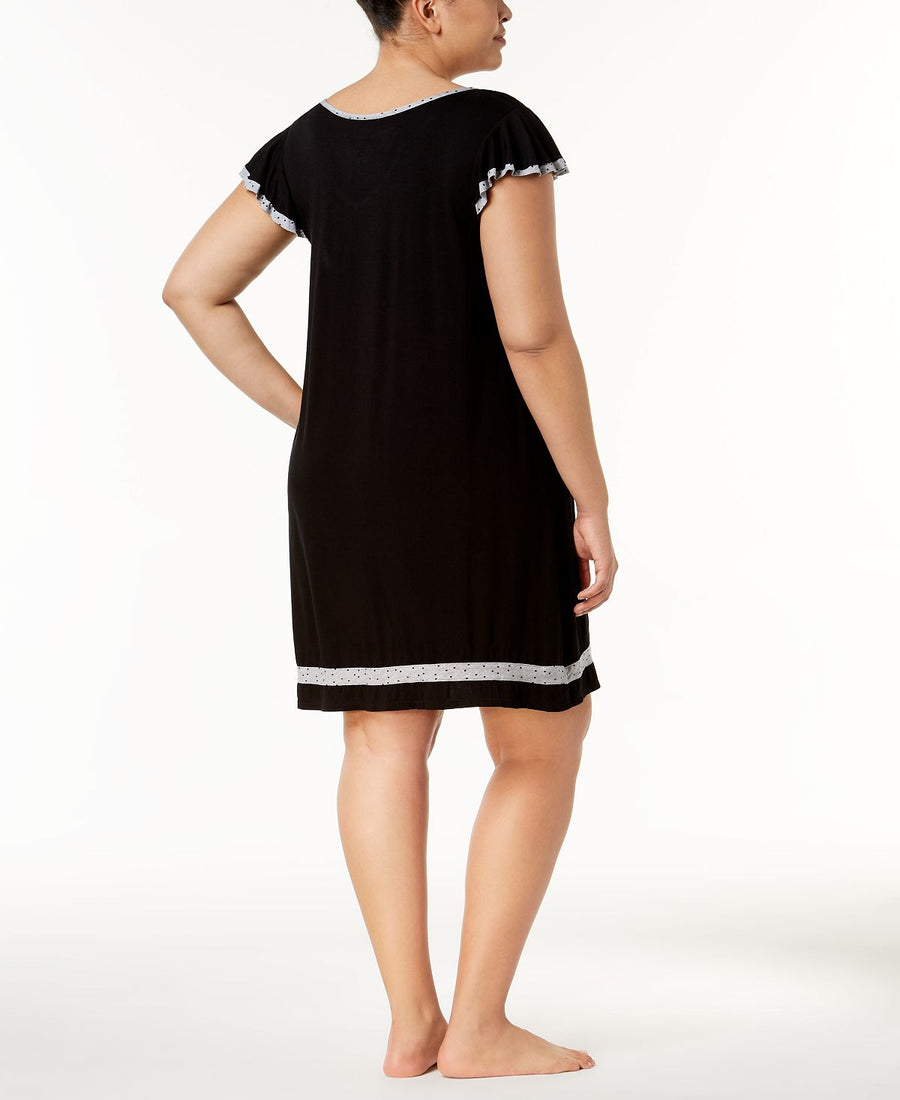 Ellen Tracy Plus Yours To Love Short Sleeves Nightgown Black