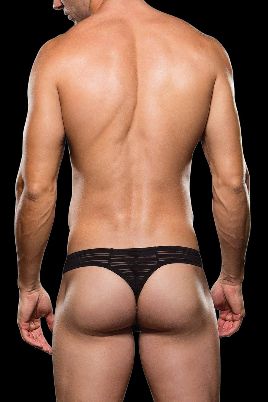 Envy Black Microfiber Striped Thong