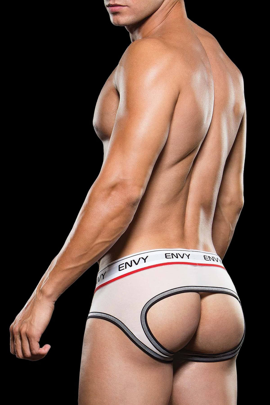 Envy White Logo Elastic Low Rise Mesh Brief