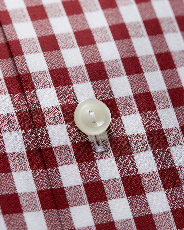 Eton Brushed Gingham Regular Fit Dress Shirt Burgundy