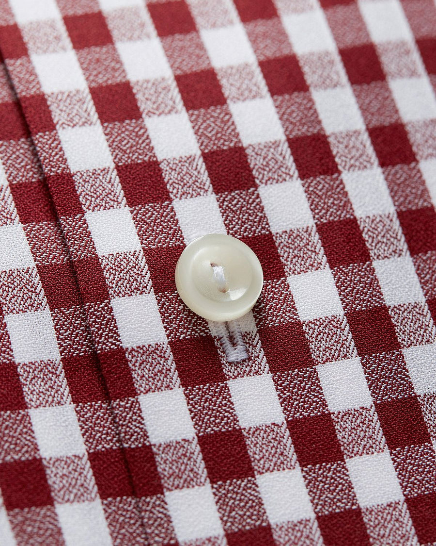 Eton Brushed Gingham Regular Fit Dress Shirt Burgundy