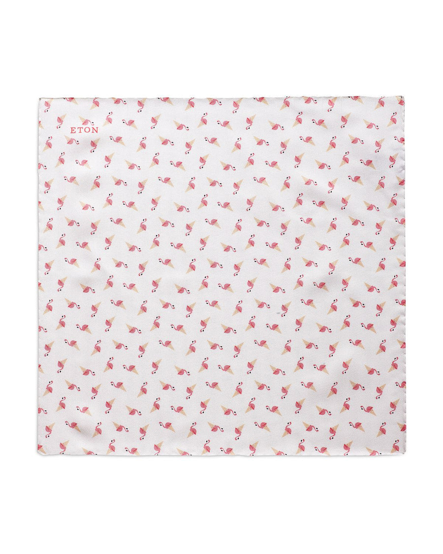 Eton Flamingo Ice Cream Cone Pocket Square Pink
