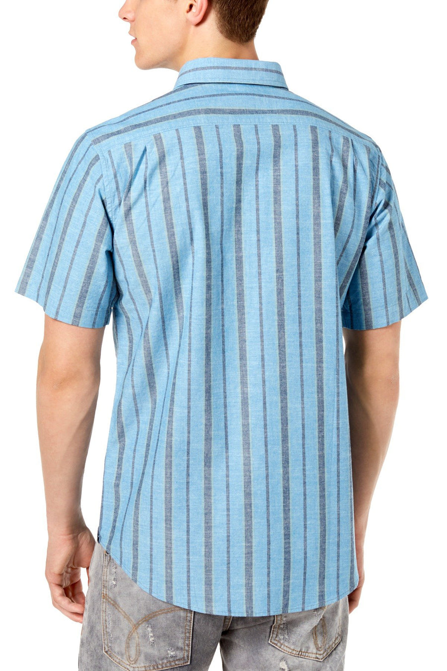 Ezekiel Blue Textured YarnDyed Stripe Halston Pocket Shirt
