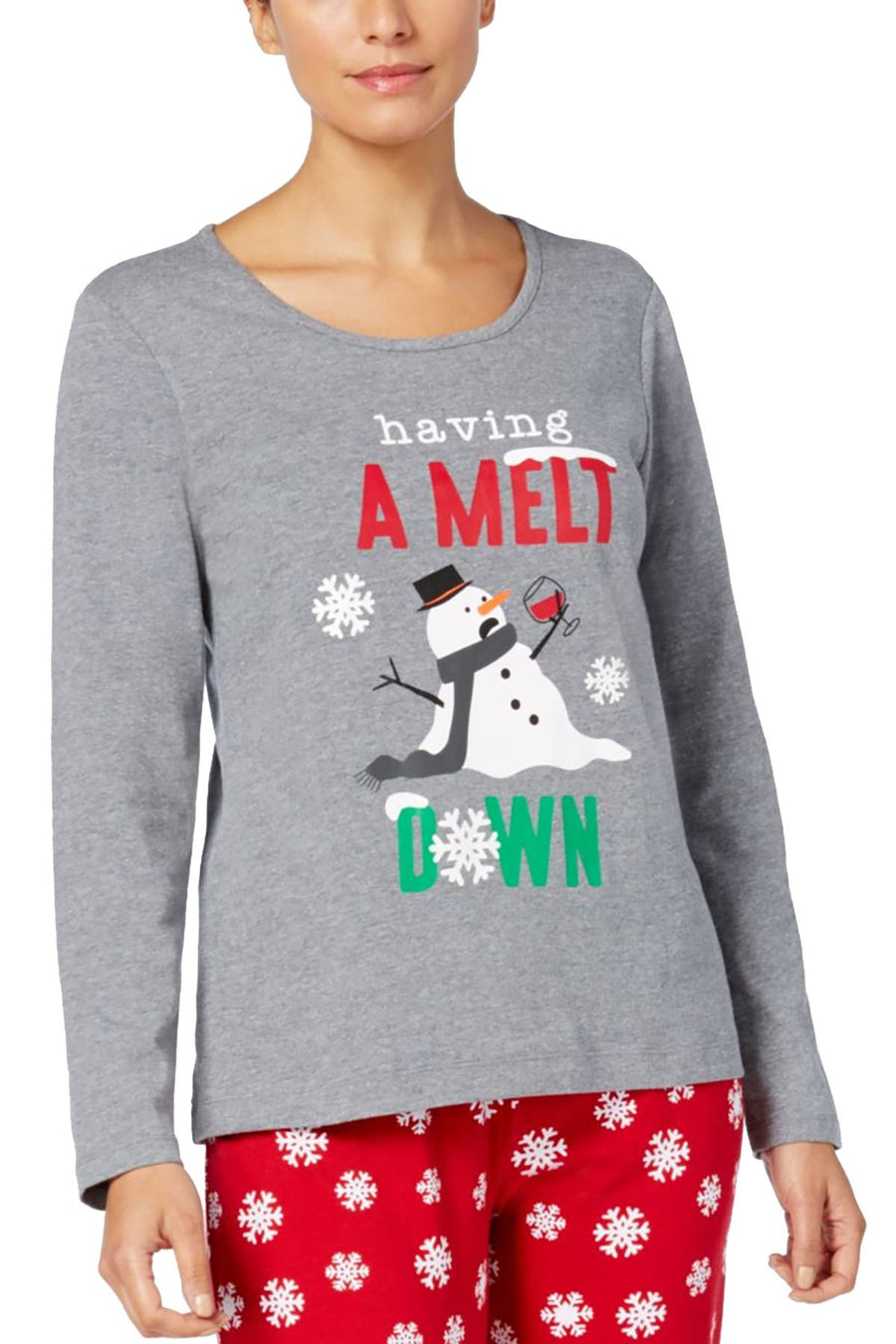 Family PJs Grey Snowflake-Meltdown Long-Sleeve Tee