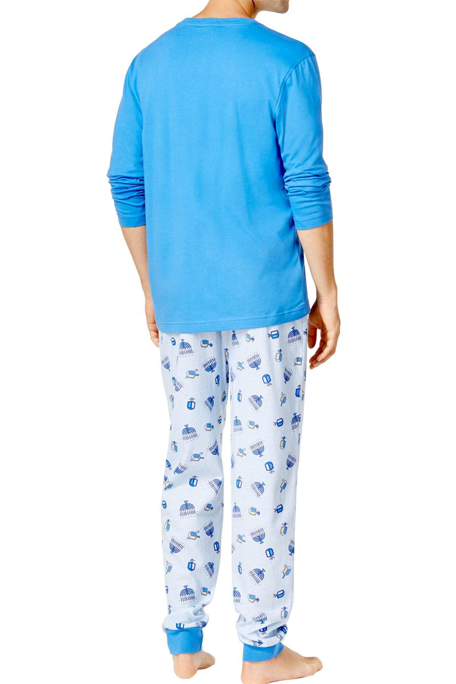 Family PJs Men Blue Dreidle/Hanukkah Pajama Set