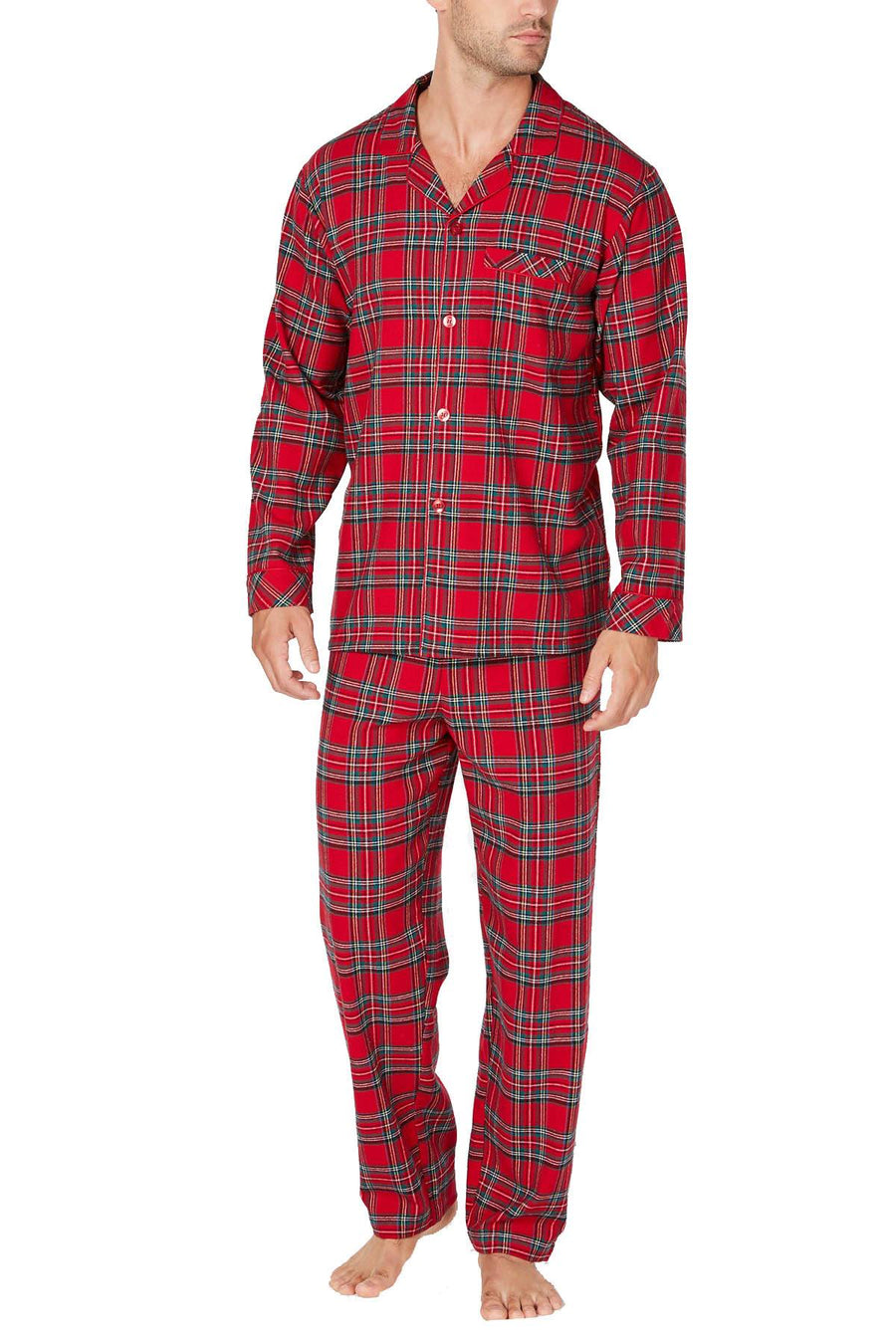 Family PJs Men Brinkley Plaid Button Down Pajama Set