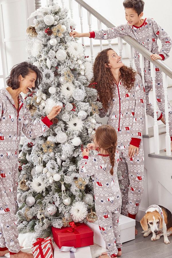 Family PJs Men Polar Bear Hooded Onesie Pajama