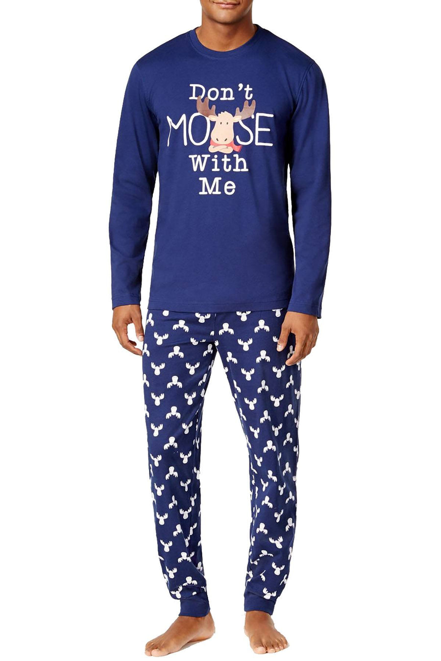 Family PJs Men's Holiday Pajama Set in Don't Moose With Me Blue