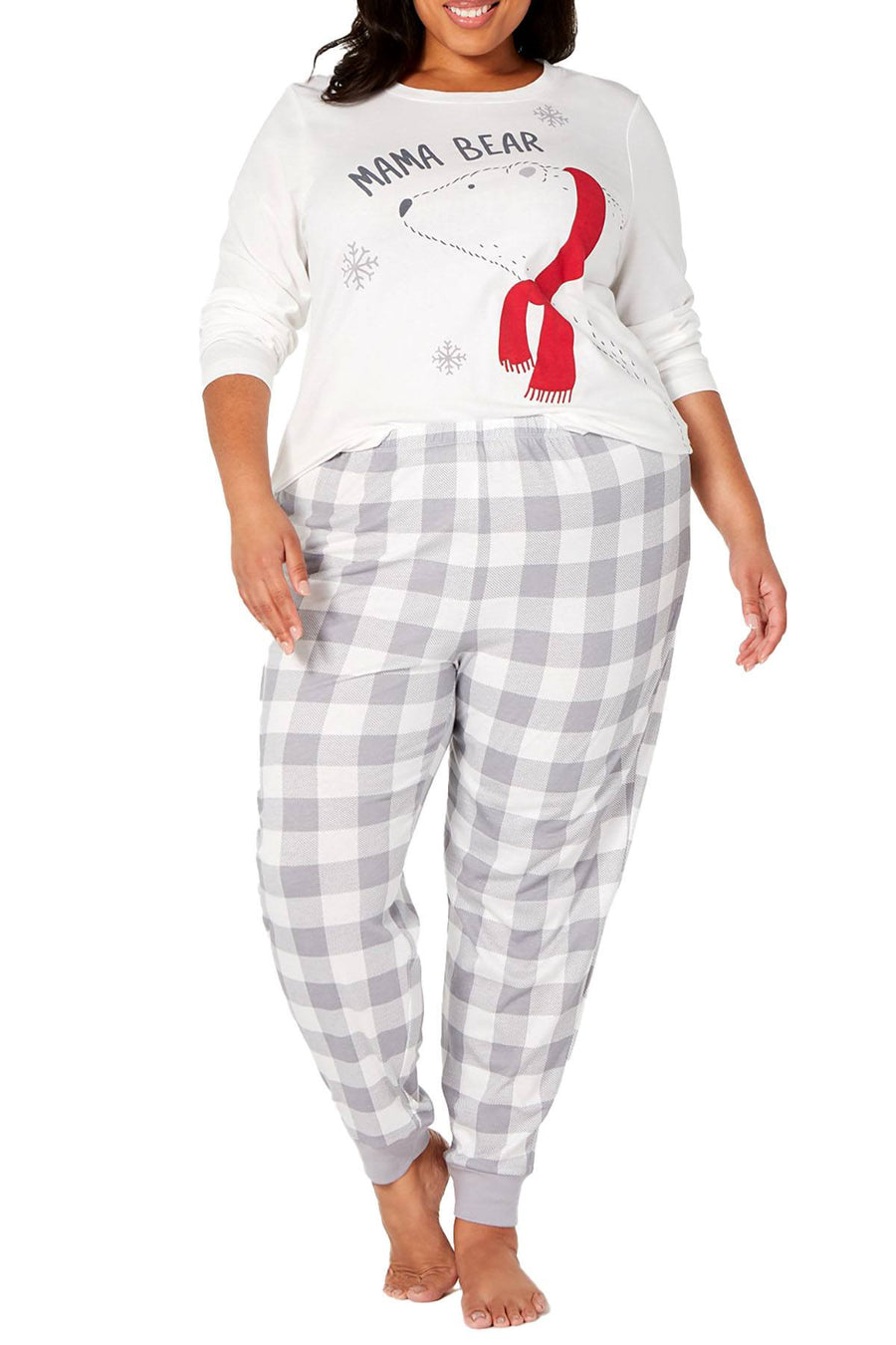 Family PJs PLUS Winter Pajama Set in Mama Bear White