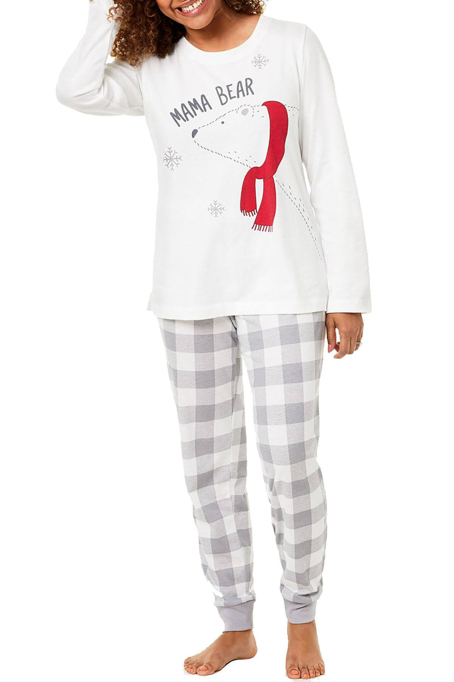 Family PJs PLUS Winter Pajama Set in Mama Bear White