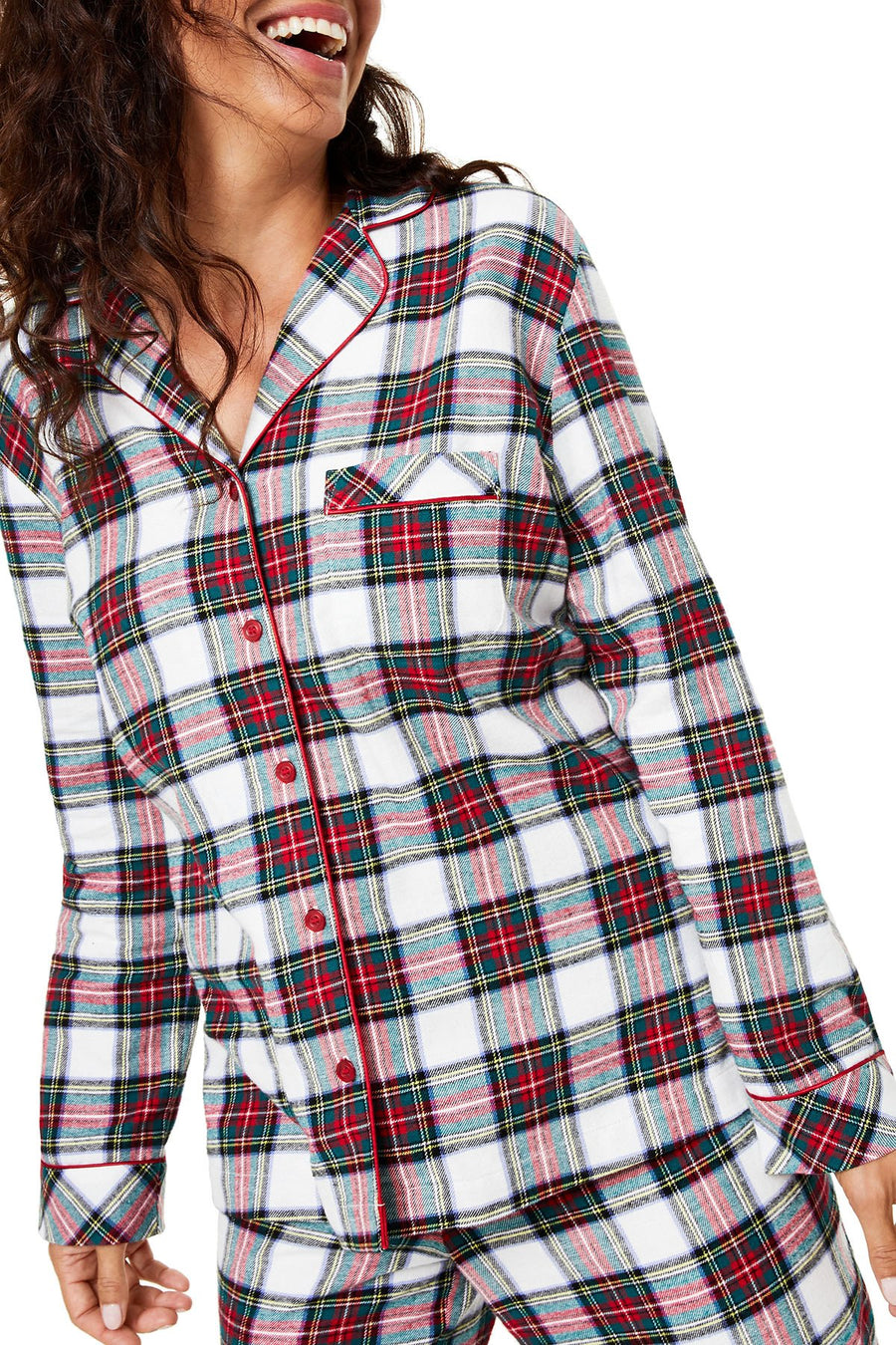 Family PJs Women's Holiday Pajama Set in Stewart Plaid Flannel