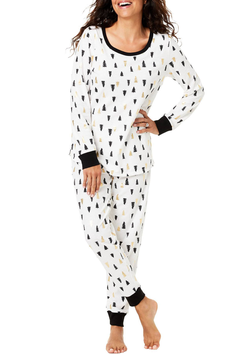 Family PJs Women's Holiday Pajama Set in Tree Print