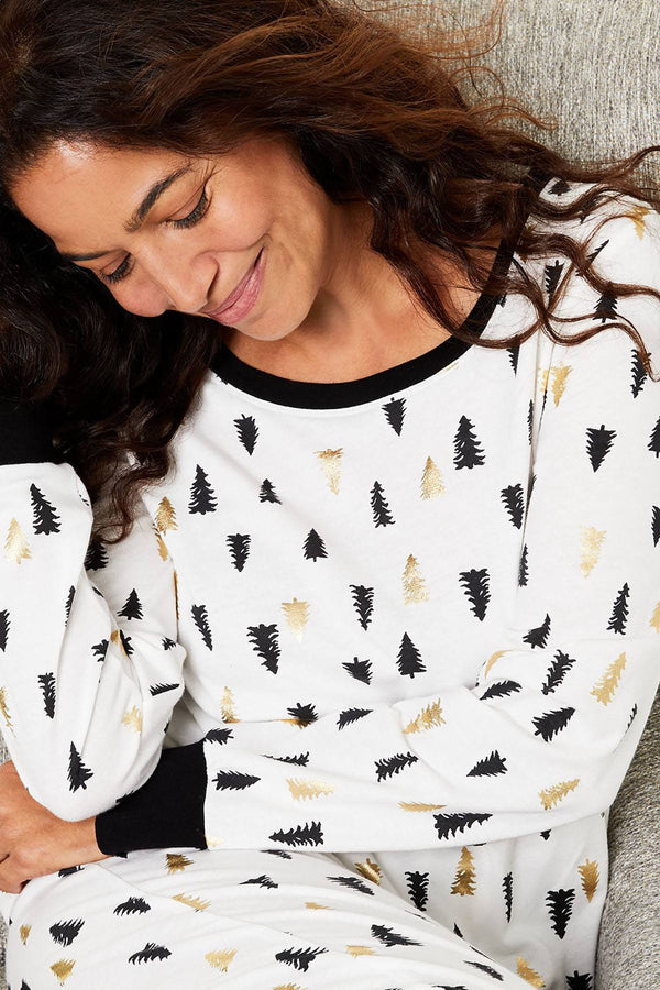 Family PJs Women's Holiday Pajama Set in Tree Print