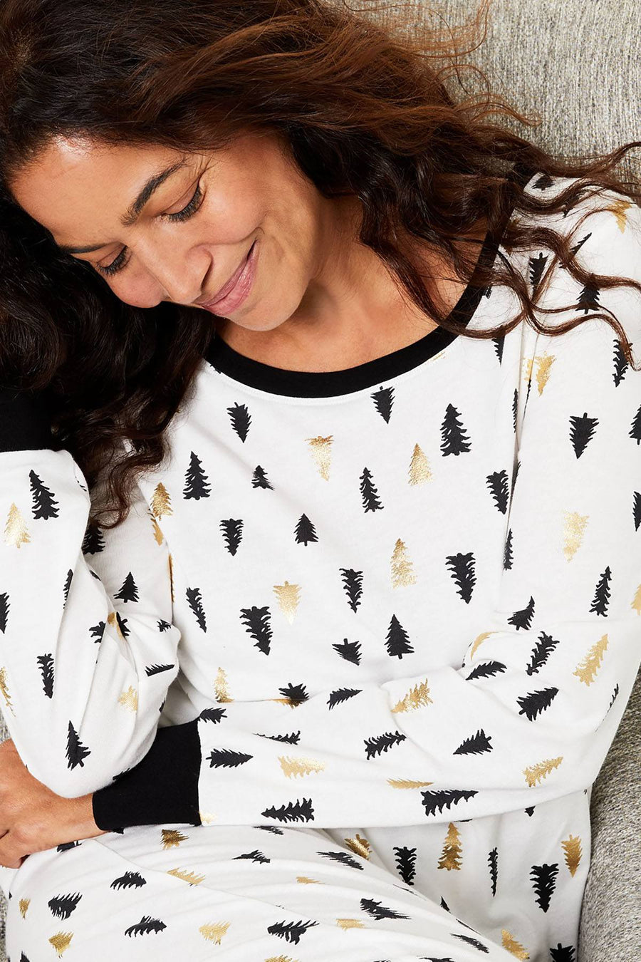Family PJs Women's Holiday Pajama Set in Tree Print