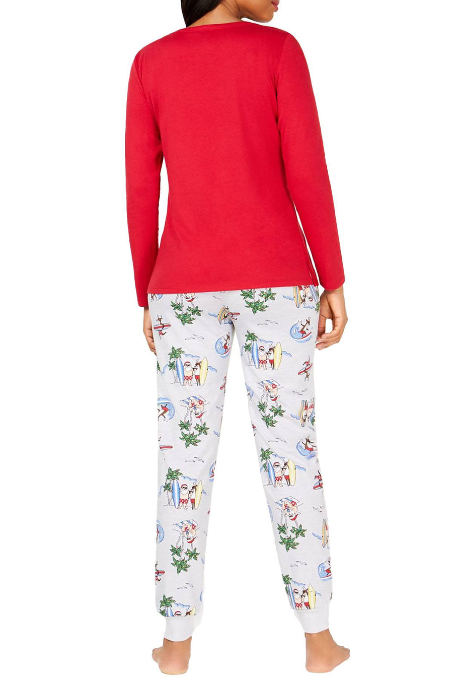 Family PJs Women's Pajama Set in Surfing Beach Santa