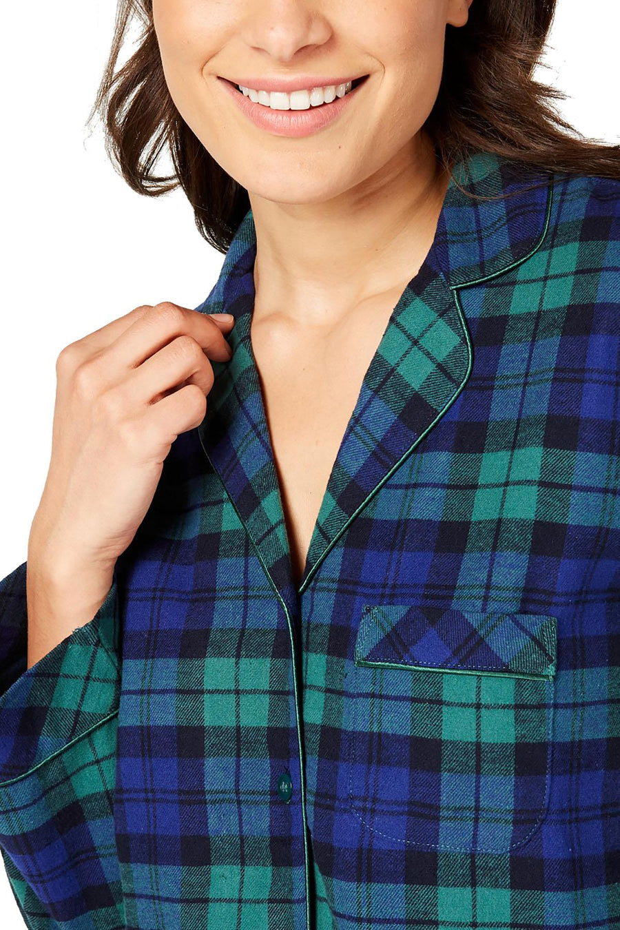 Family PJs Women's Plaid Flannel Pajama Set in Black Watch
