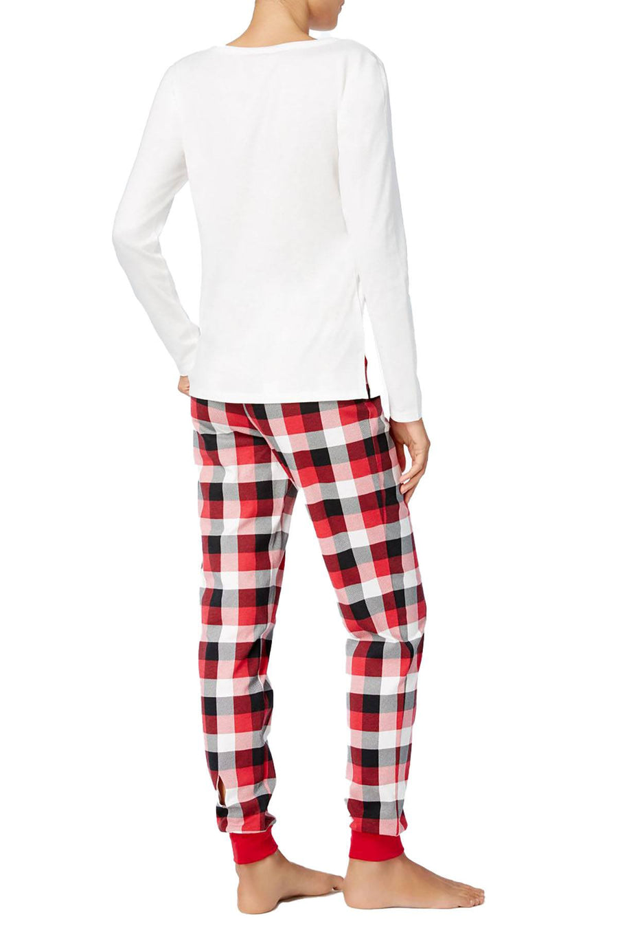 Family PJs Women's Winter Pajama Set in Bearly Awake White/Buffalo Plaid