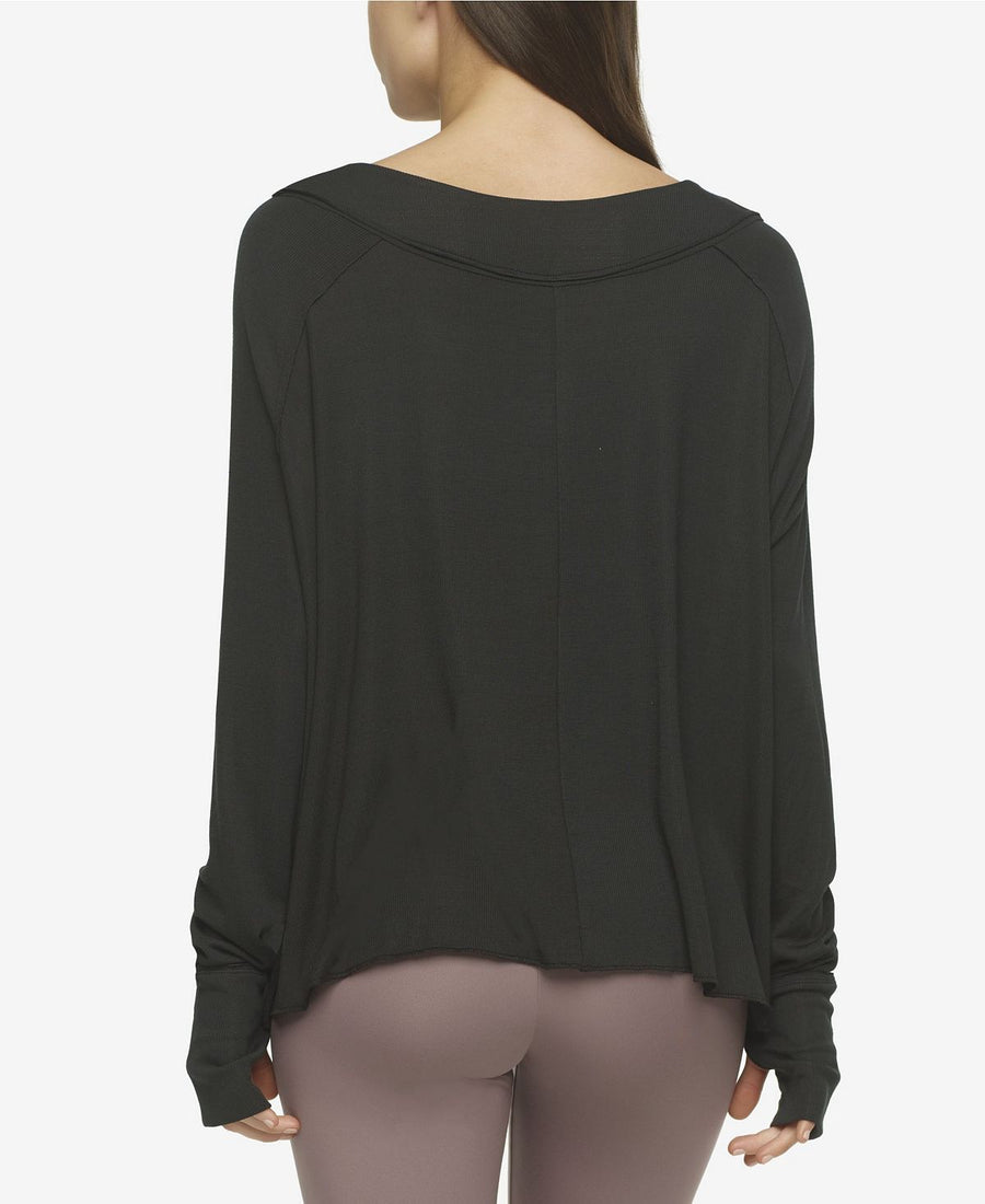 Felina Essentials Modal Rib V-neck Top Black