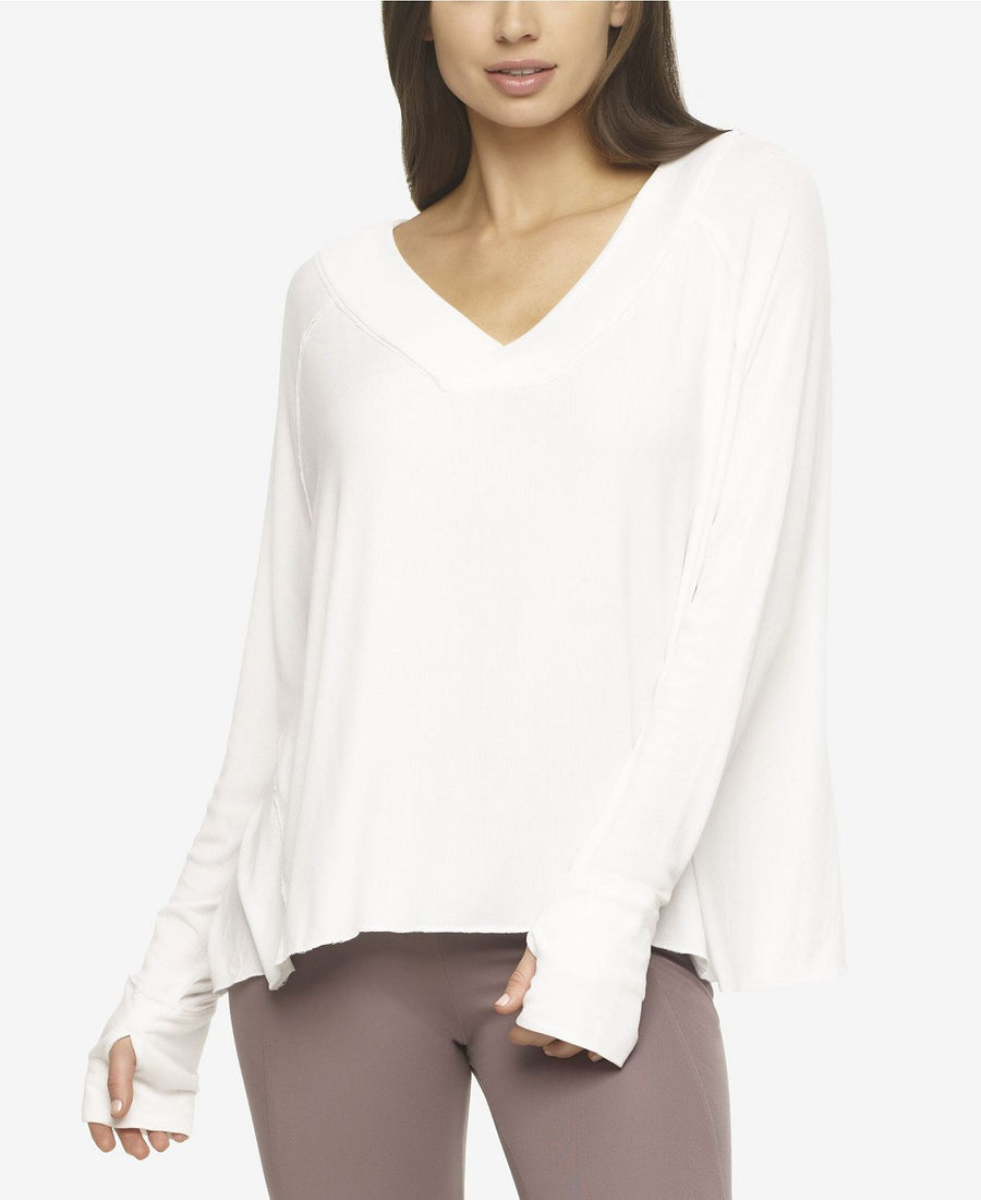 Felina Essentials Modal Rib V-neck Top White