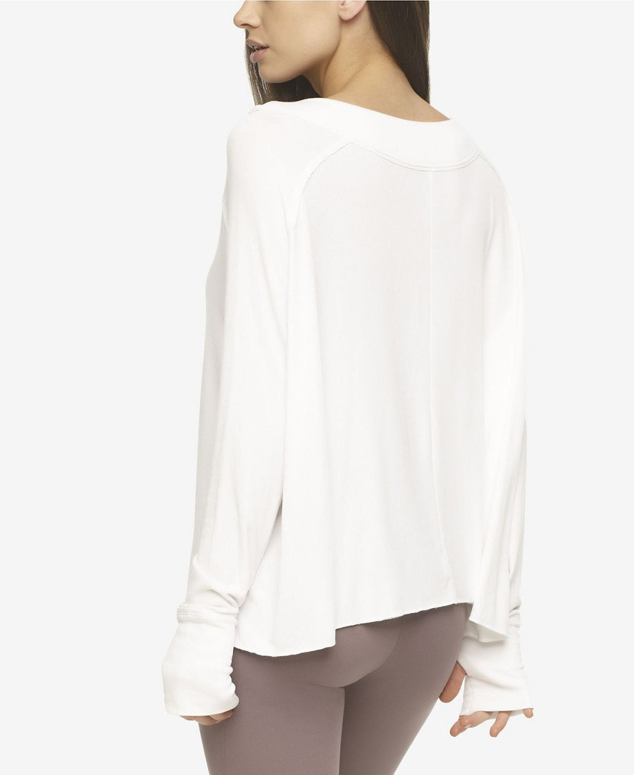 Felina Essentials Modal Rib V-neck Top White