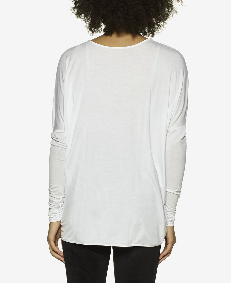 Felina Essentials Modal Twist Front Lounge Top White