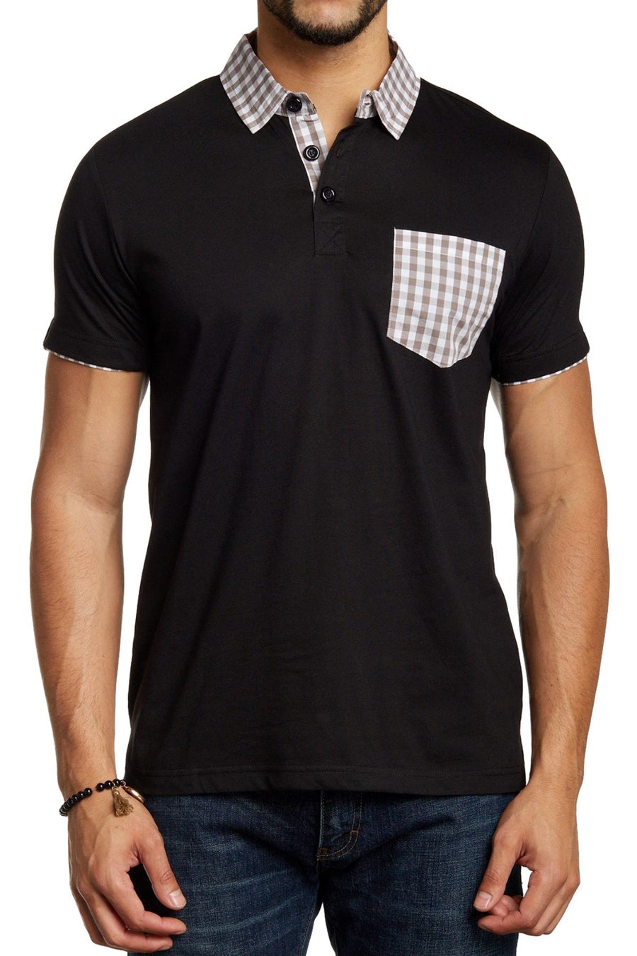 Filthy Etiquette Black & Beige Mason Polo Shirt