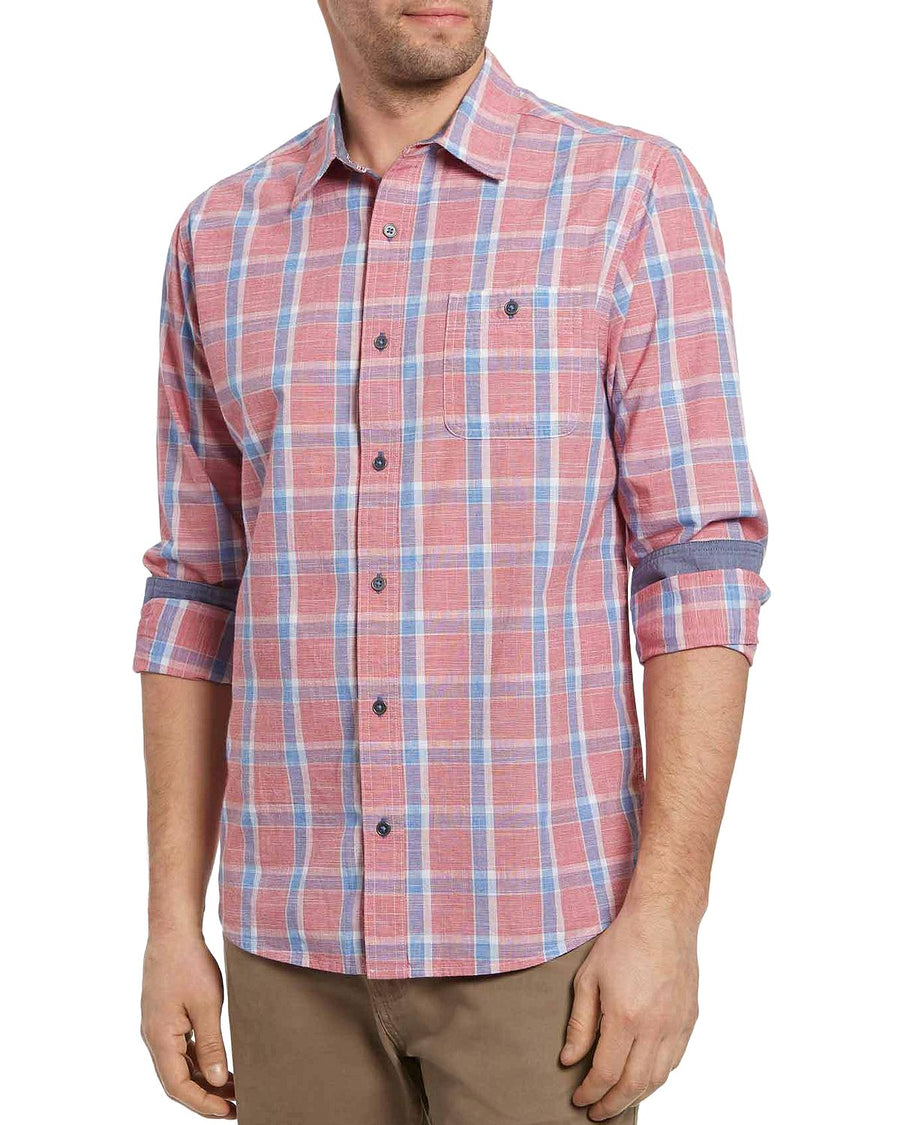 Flag & Anthem Rangerville Cotton Plaid Slim Fit Button-up Shirt Red