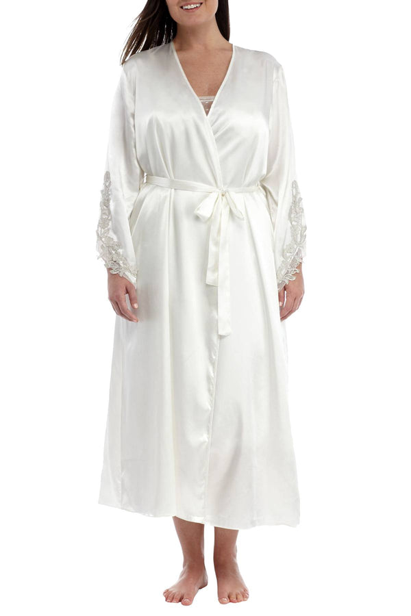 Flora By Flora Nikrooz PLUS Satin Stella Robe in Ivory