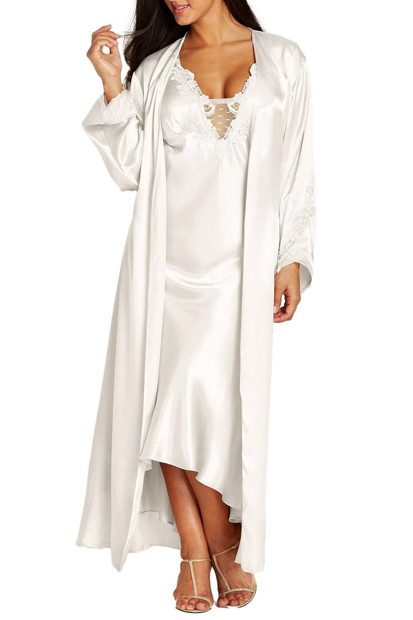 Flora By Flora Nikrooz PLUS Satin Stella Robe in Ivory