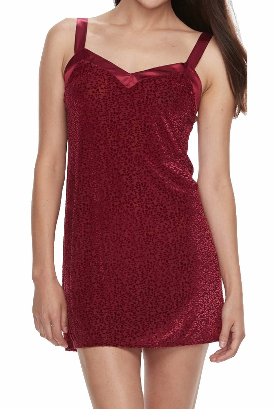 Flora by Flora Nikrooz Brick-Red Sheer Bobbi Velvet Burnout Chemise
