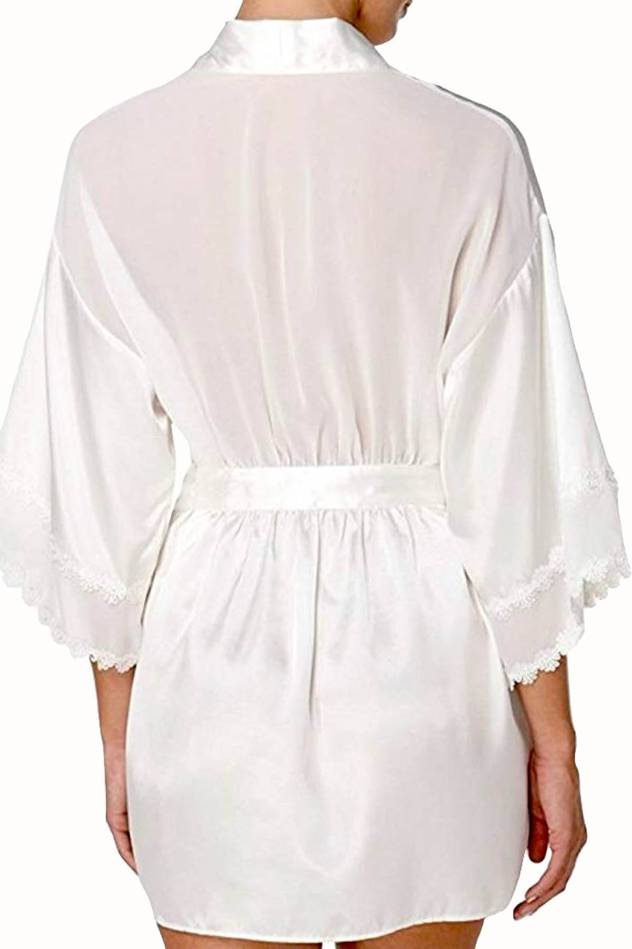 Flora by Flora Nikrooz Ivory Lace-Trim Vivian Wrap Robe