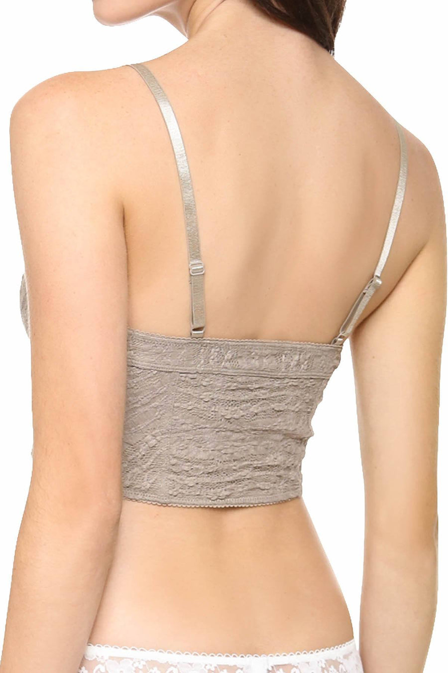 Free People Taupe Stretch Lace Cropped Bralette