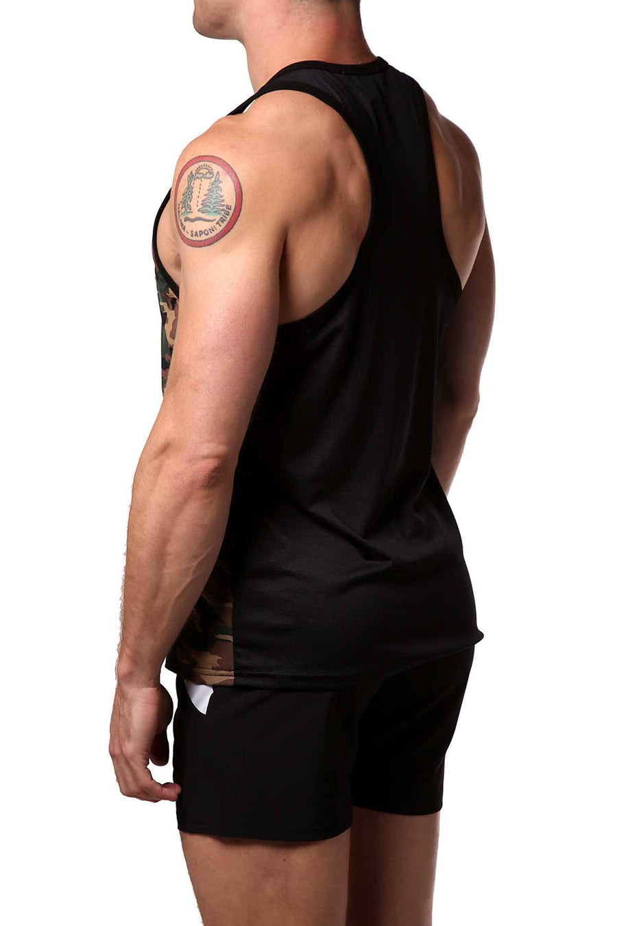 Freedom Reigns Black/Green-Camo Combat Tank Top