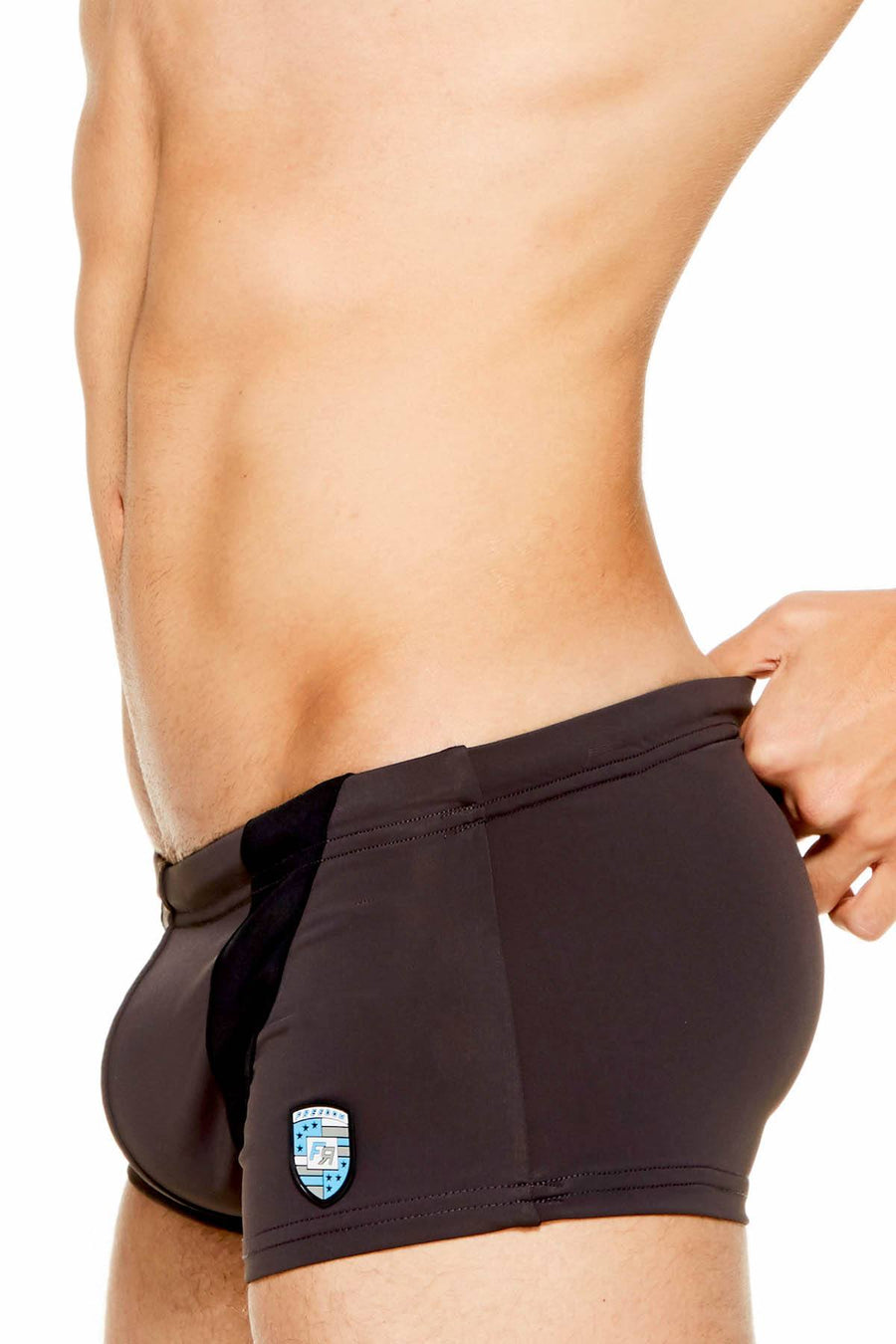 Freedom Reigns Charcoal & Black Applique Swim Trunk