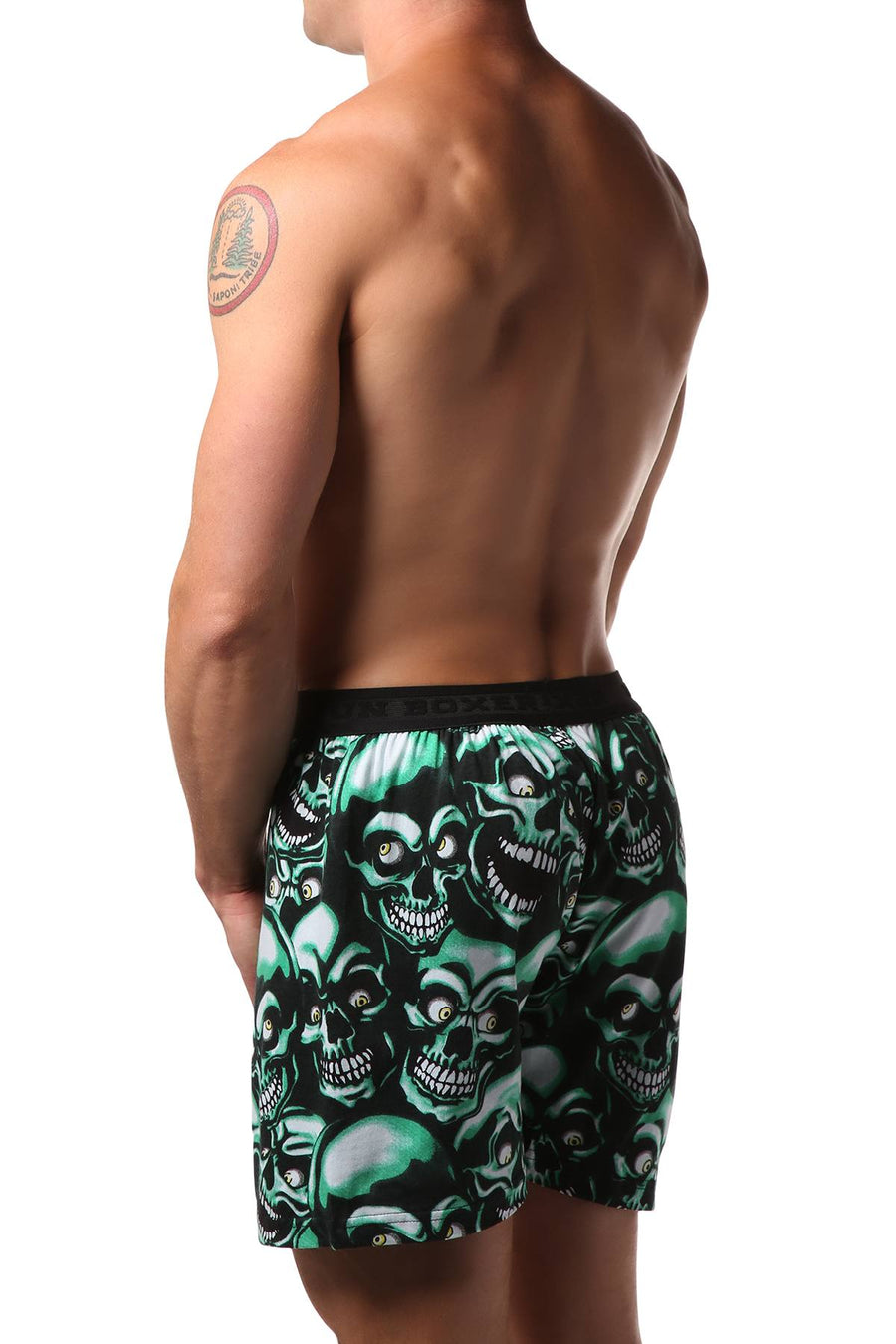 Fun Boxers Green Creepy Skulls Boxer Short