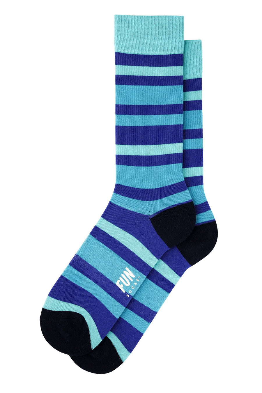 Fun Socks Blue/Green Bold Stripe Crew Socks