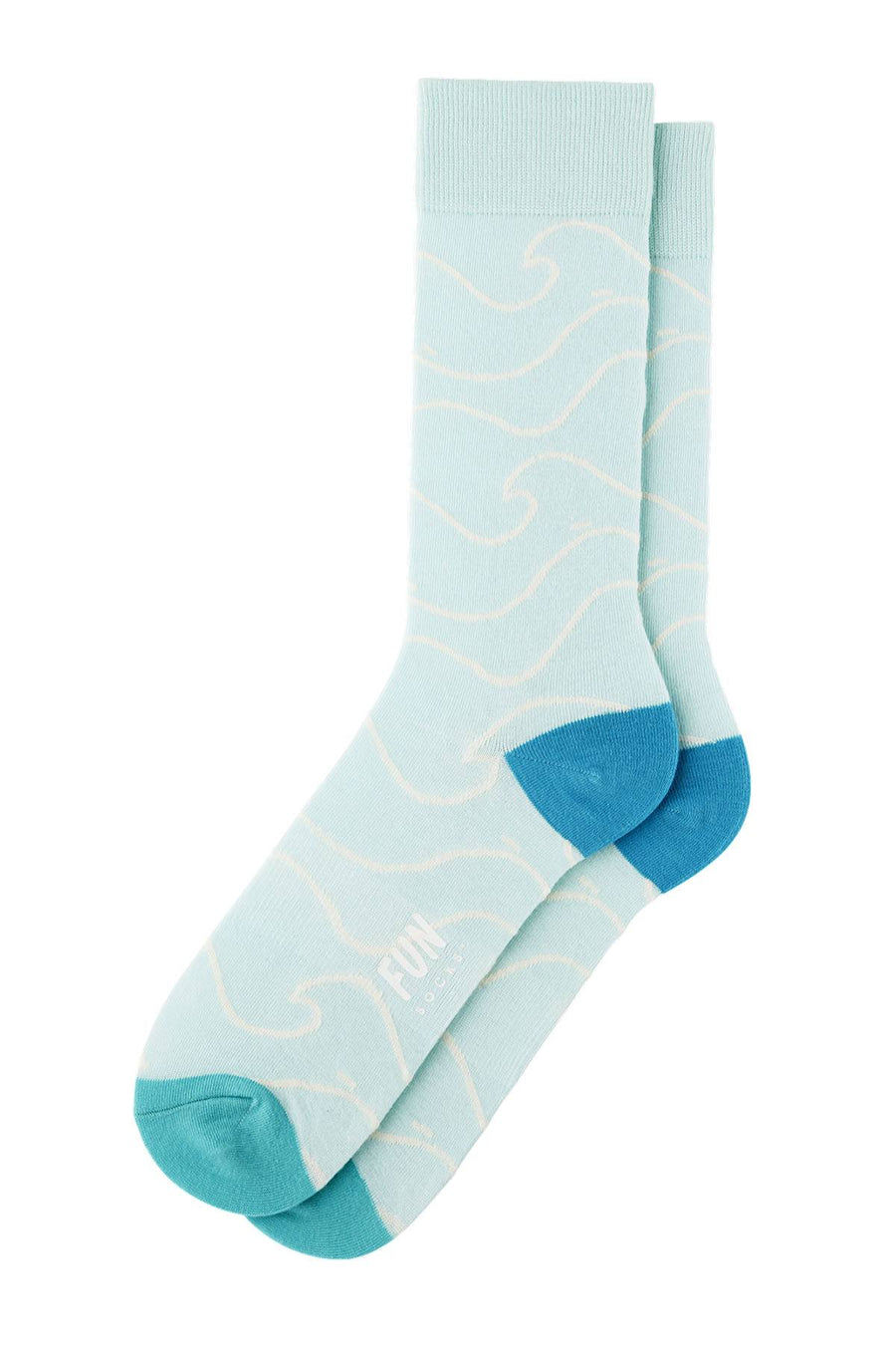 Fun Socks Light Blue Waves Crew Socks