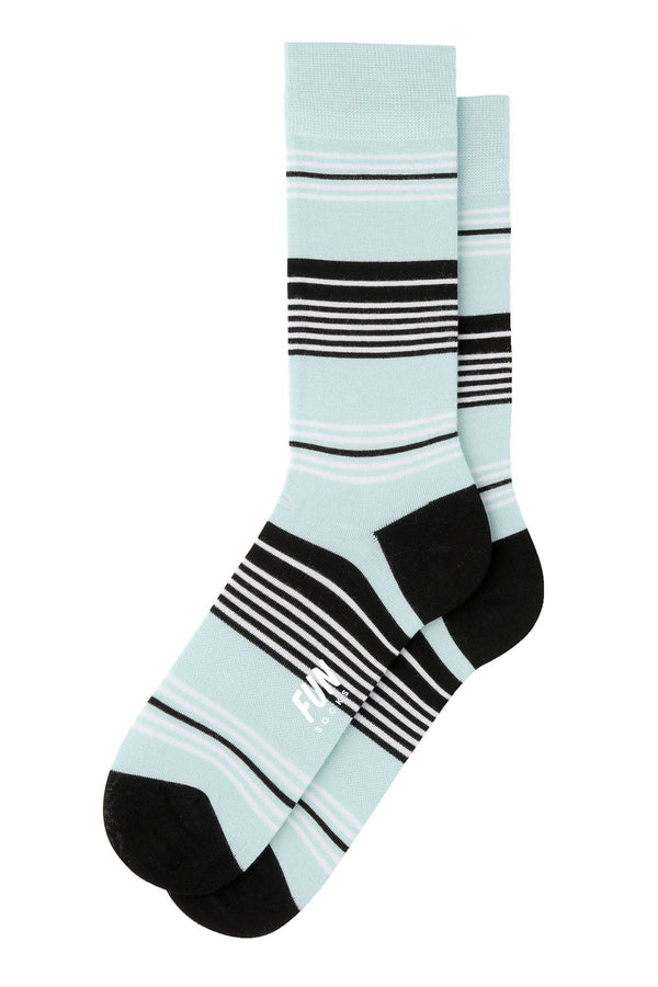 Fun Socks Light Pastel Green Mono Stripe Crew Dress Socks