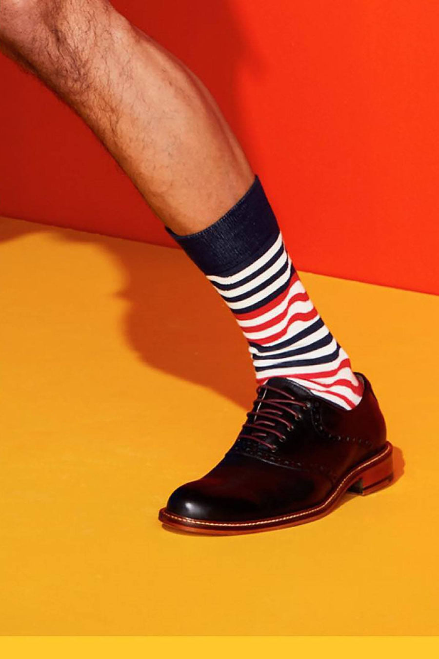 Fun Socks Navy Ribbon Stripe Crew Socks