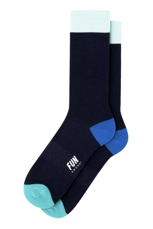 Fun Socks Navy/Seafoam Classic Crew Socks