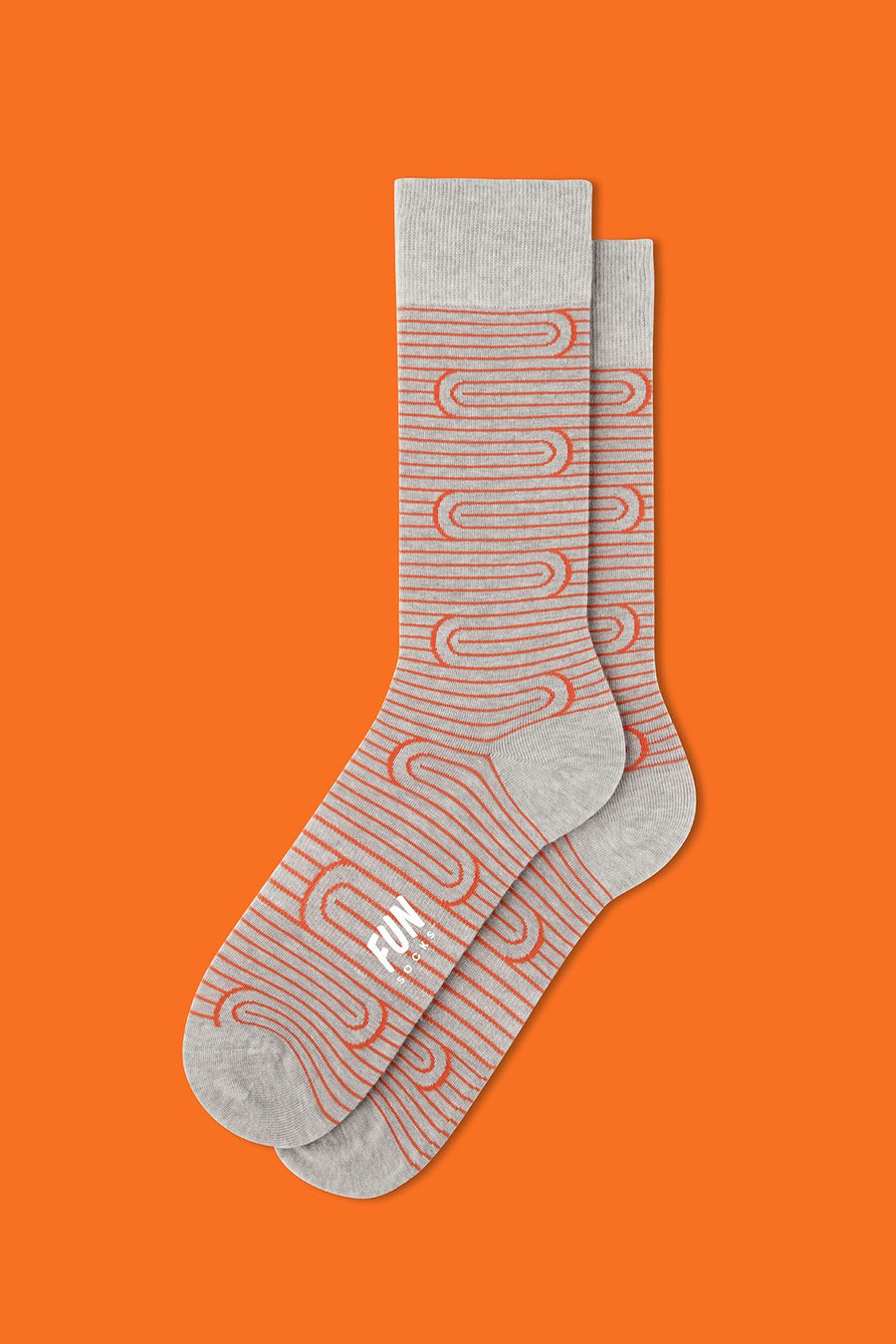 Fun Socks Orange/Grey Spiral Stripe Crew Socks