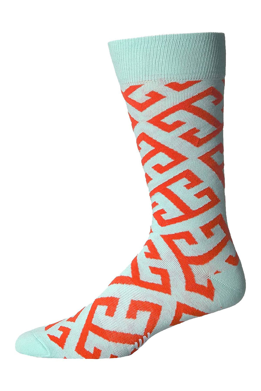 Fun Socks Seafoam/Orange Key Geo Crew Socks