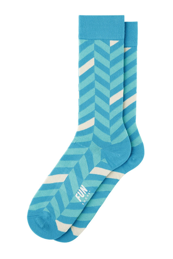 Fun Socks Turquoise Twill Geo Crew Socks