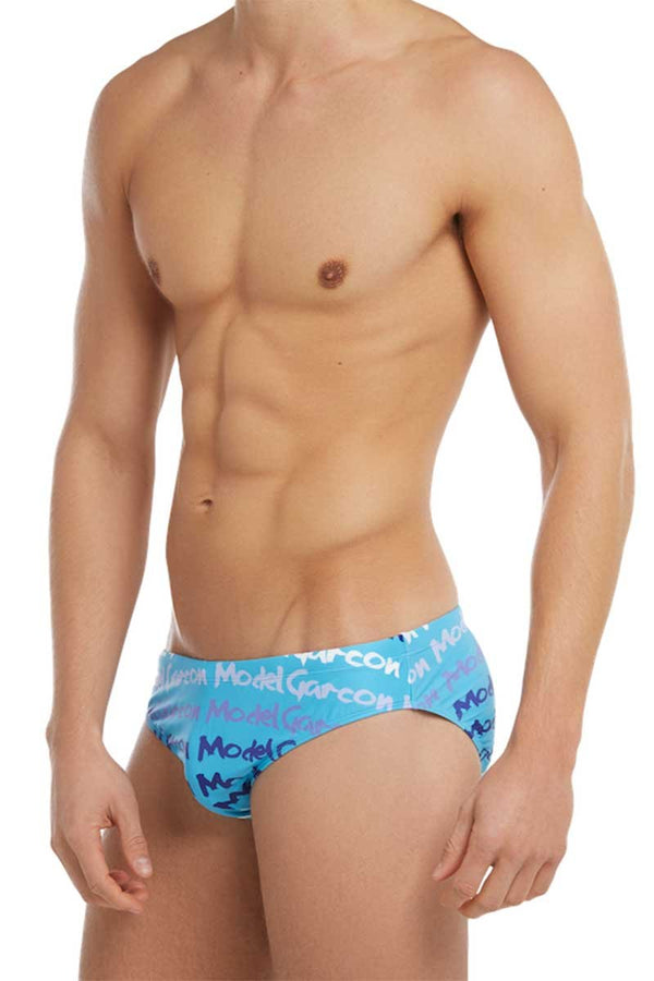 Garcon Model Blue Graffiti Swim Brief