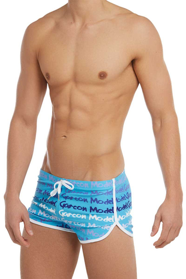 Garcon Model Blue Graffiti Swim Short
