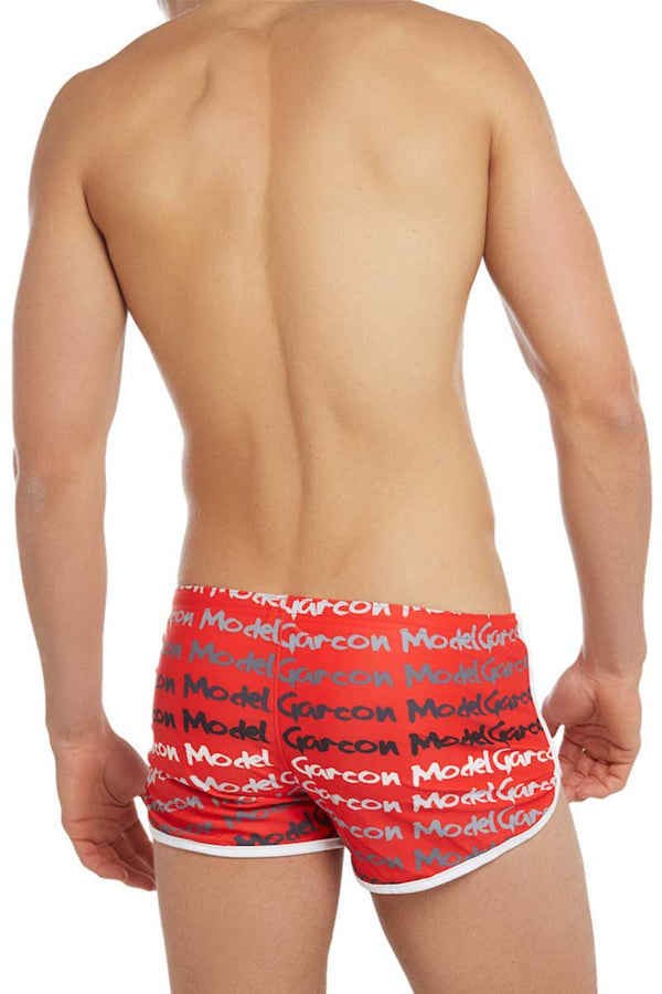 Garcon Model Red Graffiti Swim Short