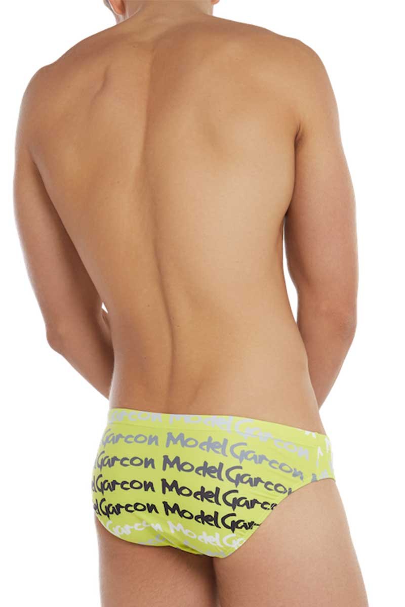 Garcon Model Yellow Graffiti Swim Brief