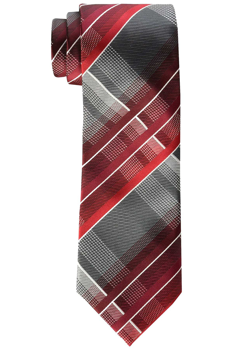 Geoffrey Beene Red/Grey Fearless Plaid Tie